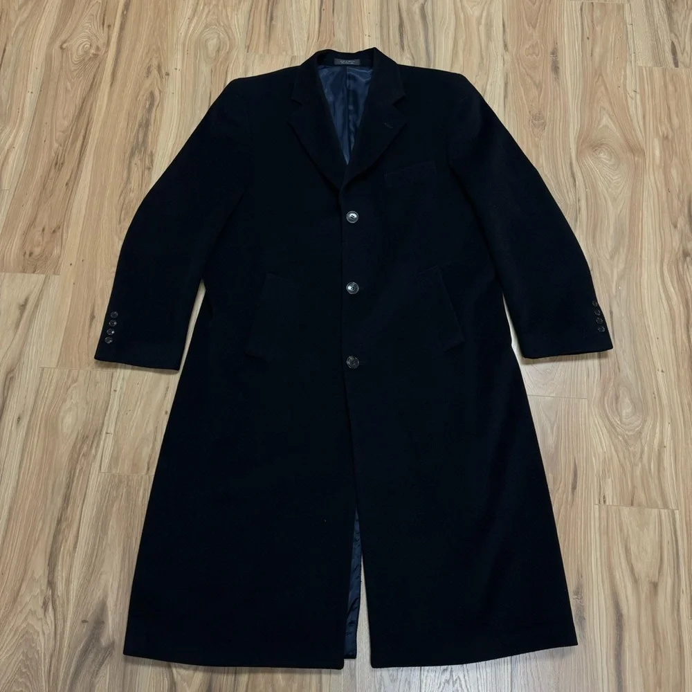 Cezani Black Wool Long Coat Peacoat 44L